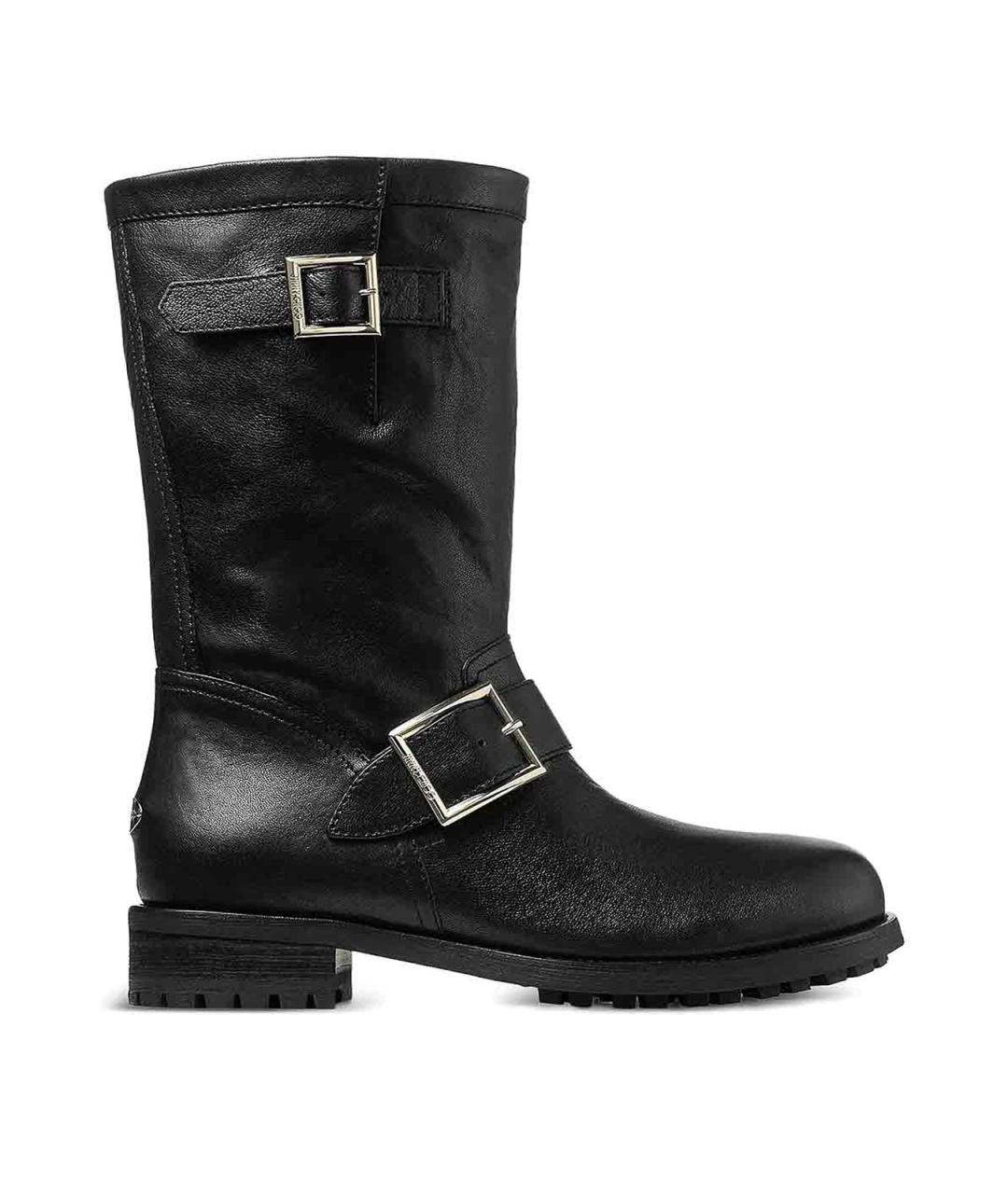 JIMMY CHOO Черные кожаные сапоги, фото 1