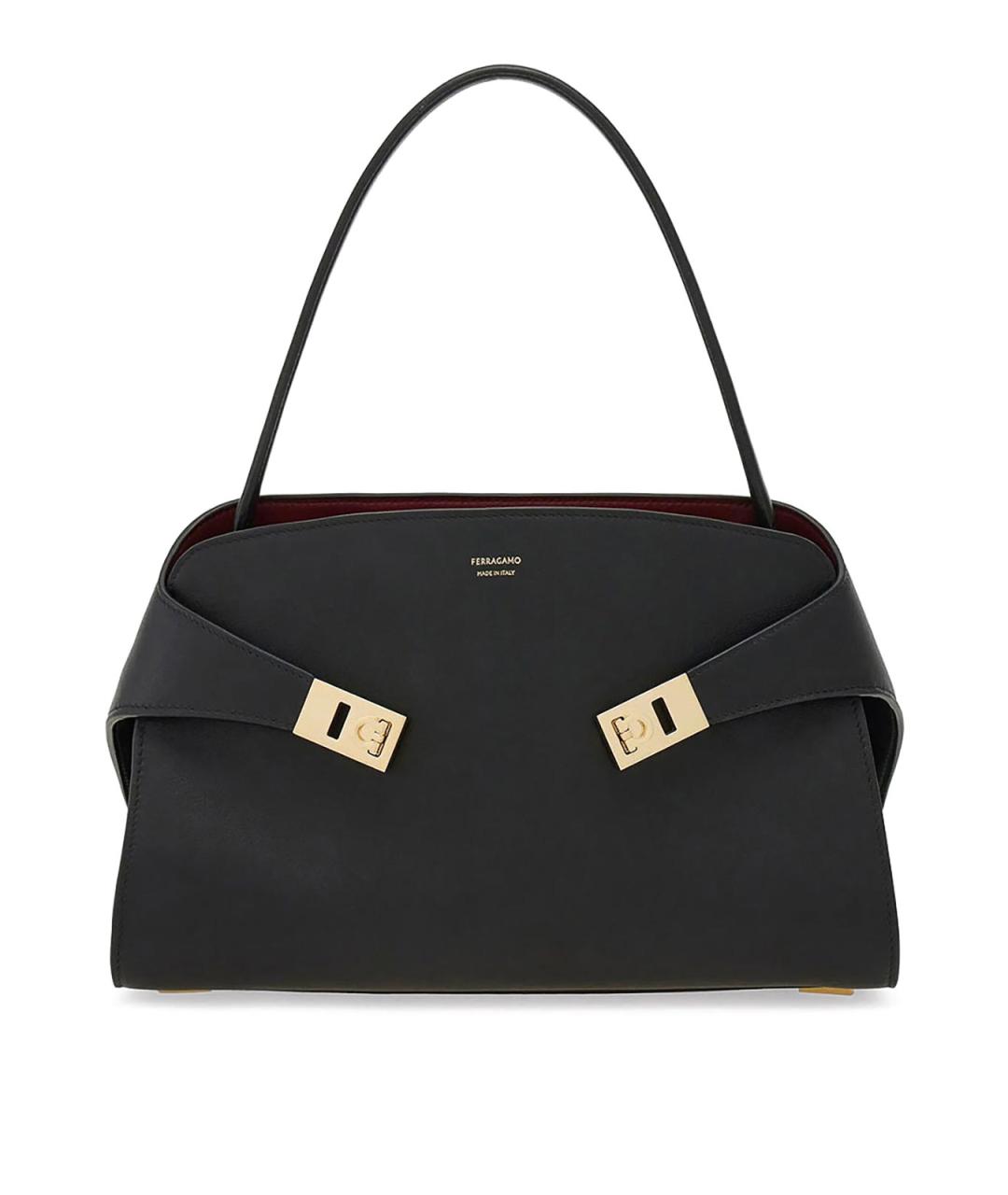 FERRAGAMO Черная кожаная сумка тоут, фото 1