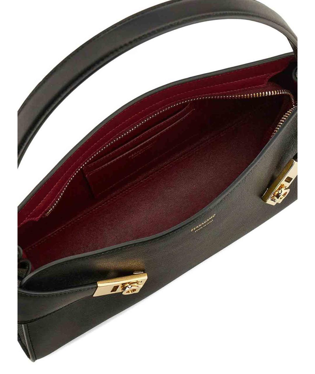 FERRAGAMO Черная кожаная сумка с короткими ручками, фото 4