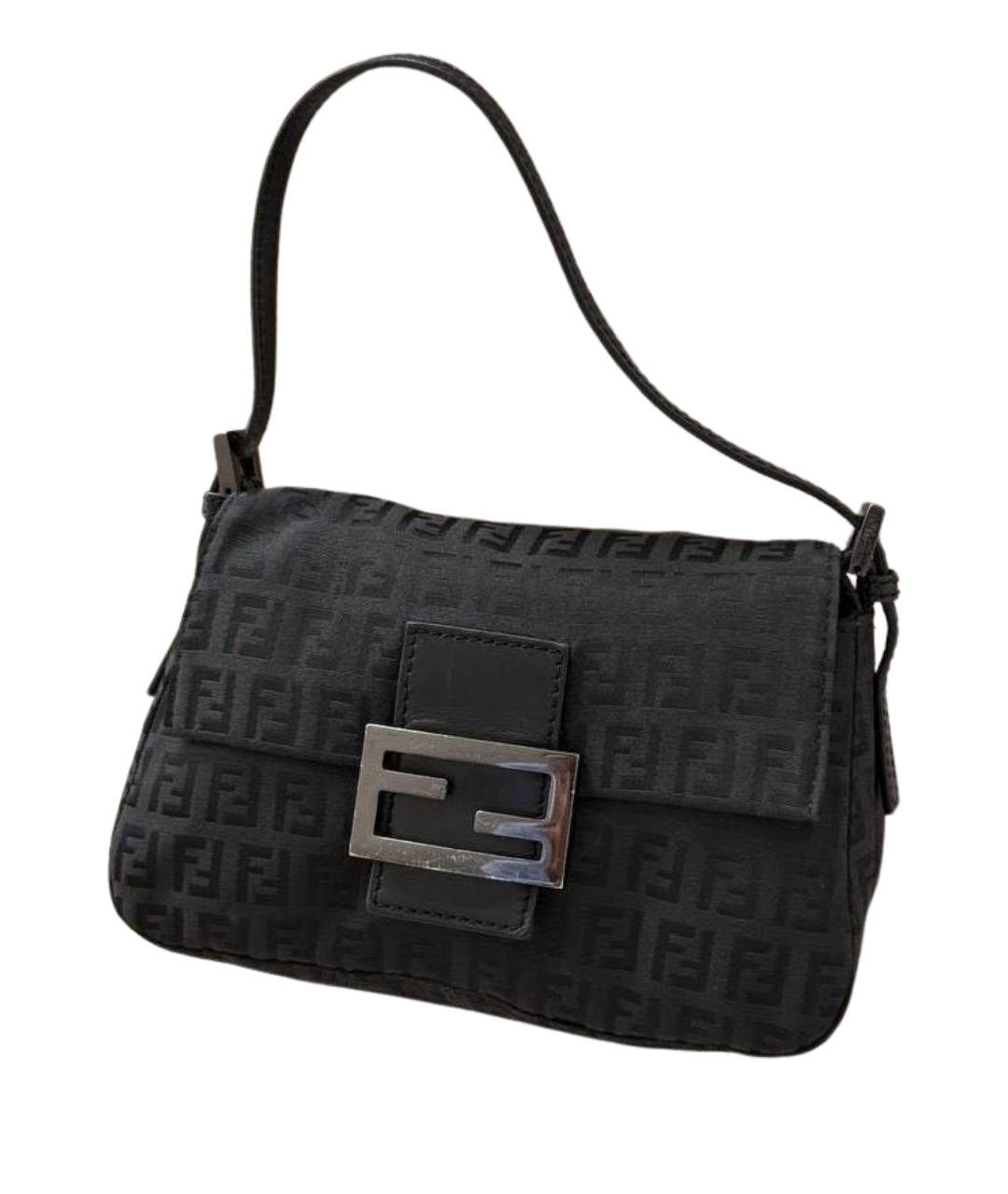 FENDI Черная сумка с короткими ручками из канвы, фото 1
