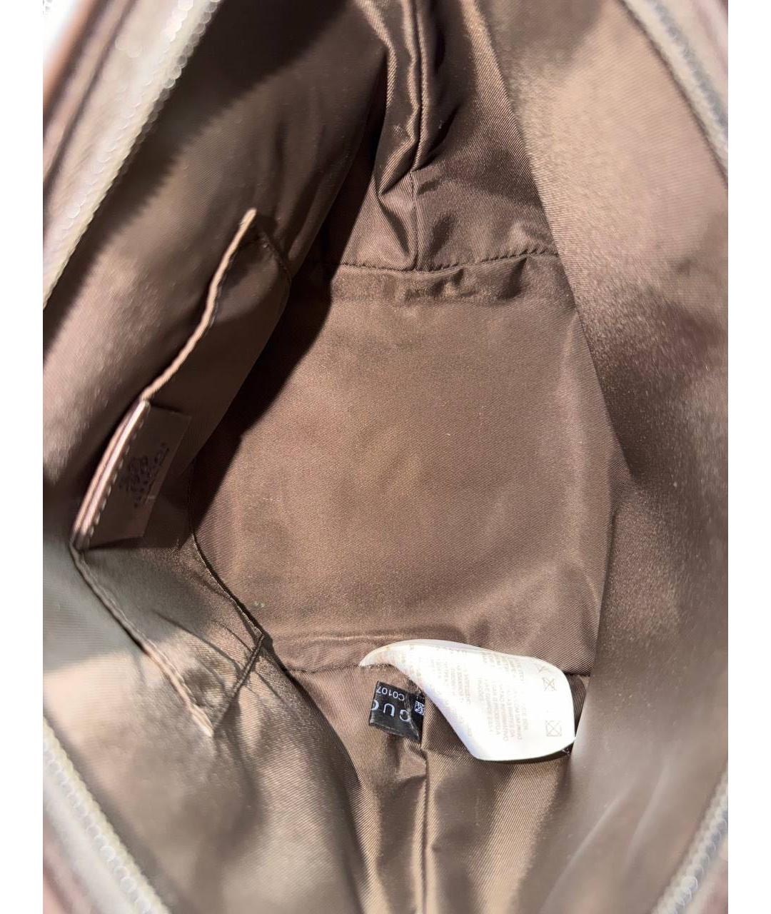 GUCCI Бежевая сумка с короткими ручками из канвы, фото 8