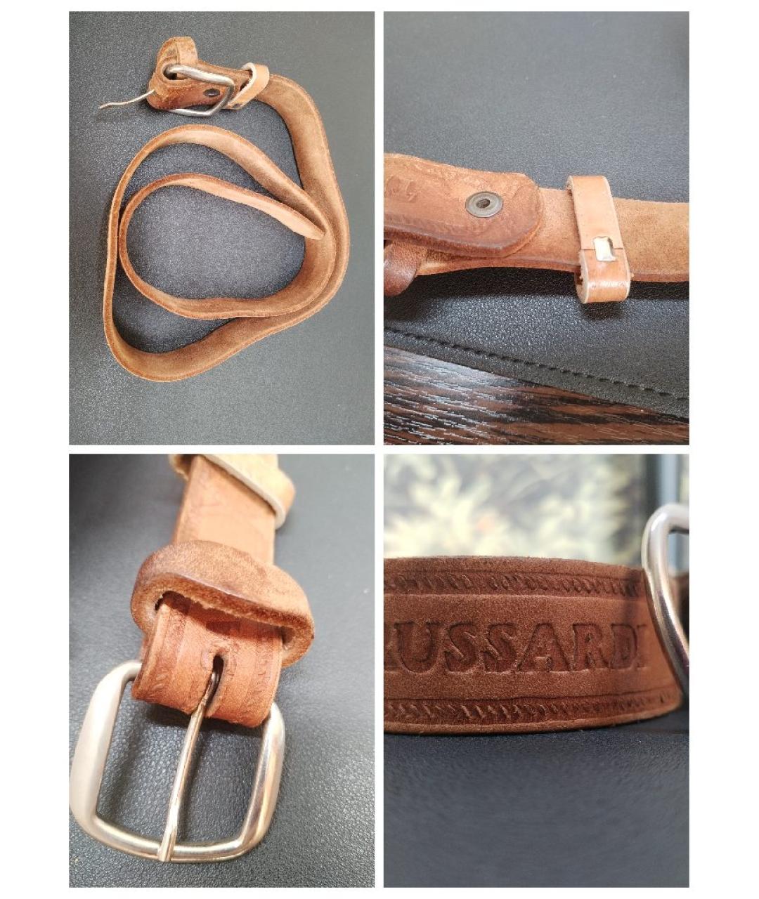 TRUSSARDI Коричневый кожаный ремень, фото 3