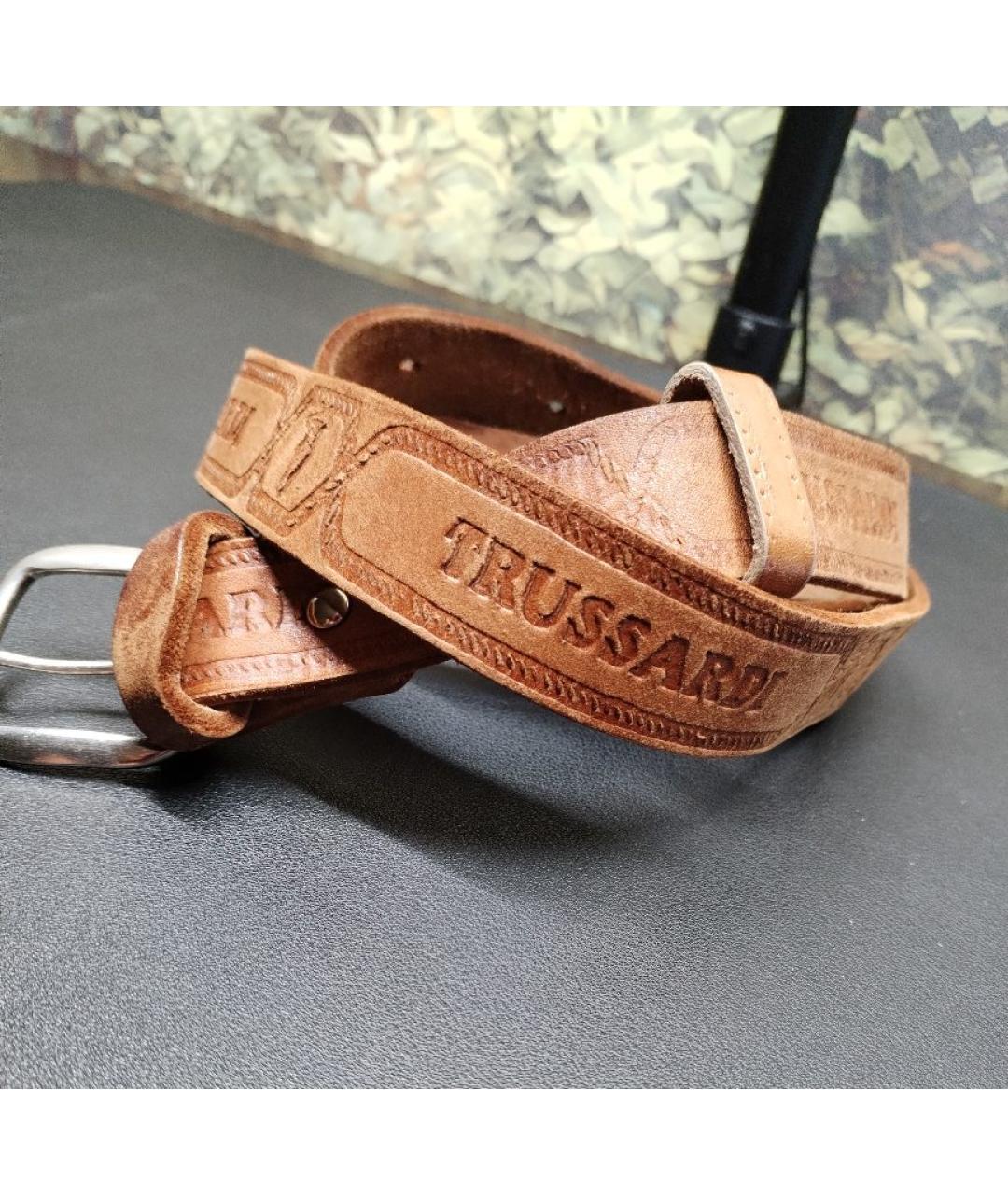 TRUSSARDI Коричневый кожаный ремень, фото 8