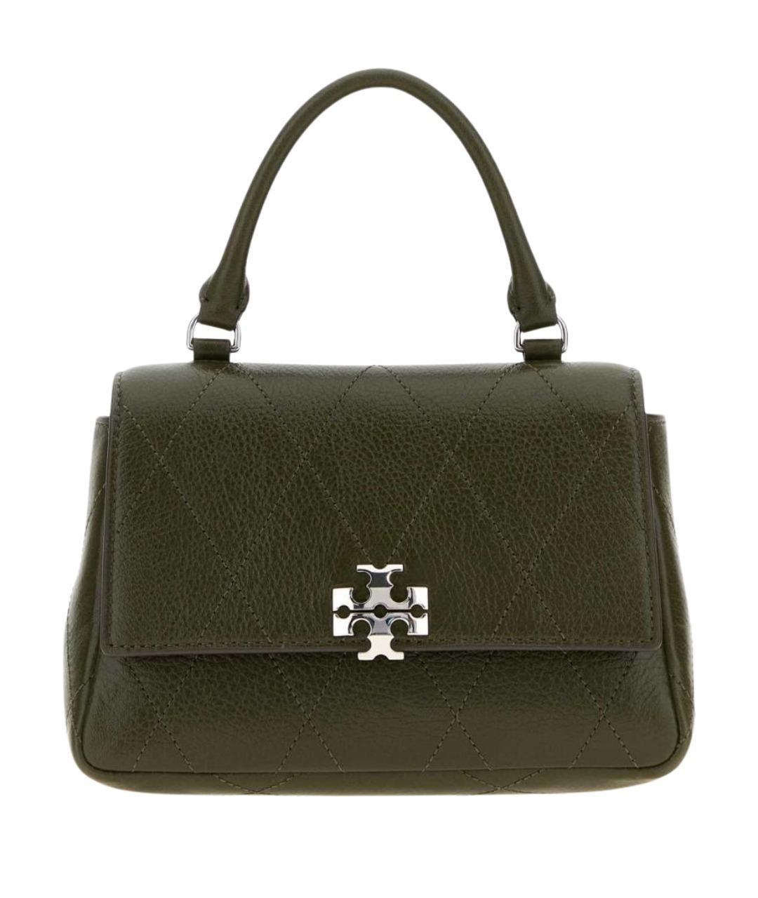 TORY BURCH Зеленая кожаная сумка с короткими ручками, фото 1