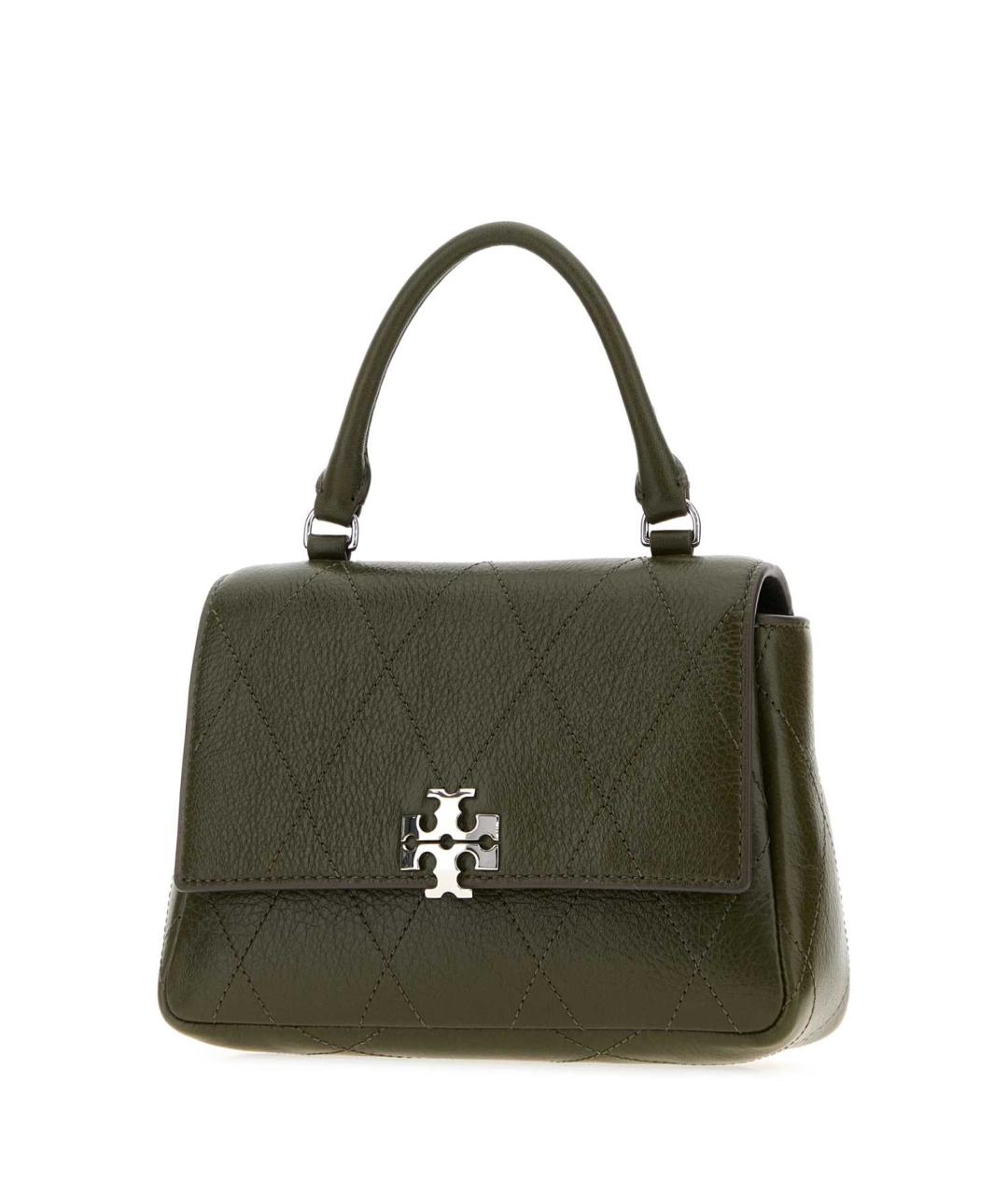 TORY BURCH Зеленая кожаная сумка с короткими ручками, фото 2