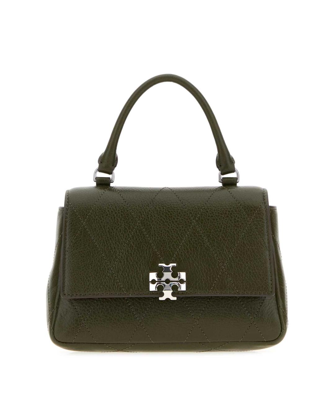 TORY BURCH Зеленая кожаная сумка с короткими ручками, фото 3