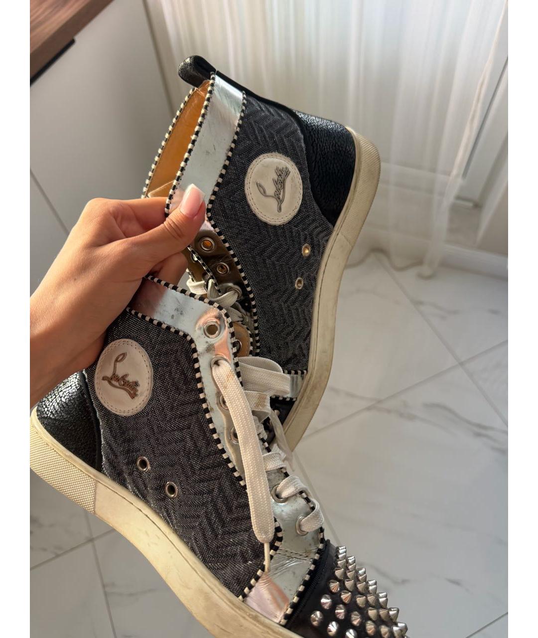 CHRISTIAN LOUBOUTIN Антрацитовые высокие кроссовки / кеды, фото 3