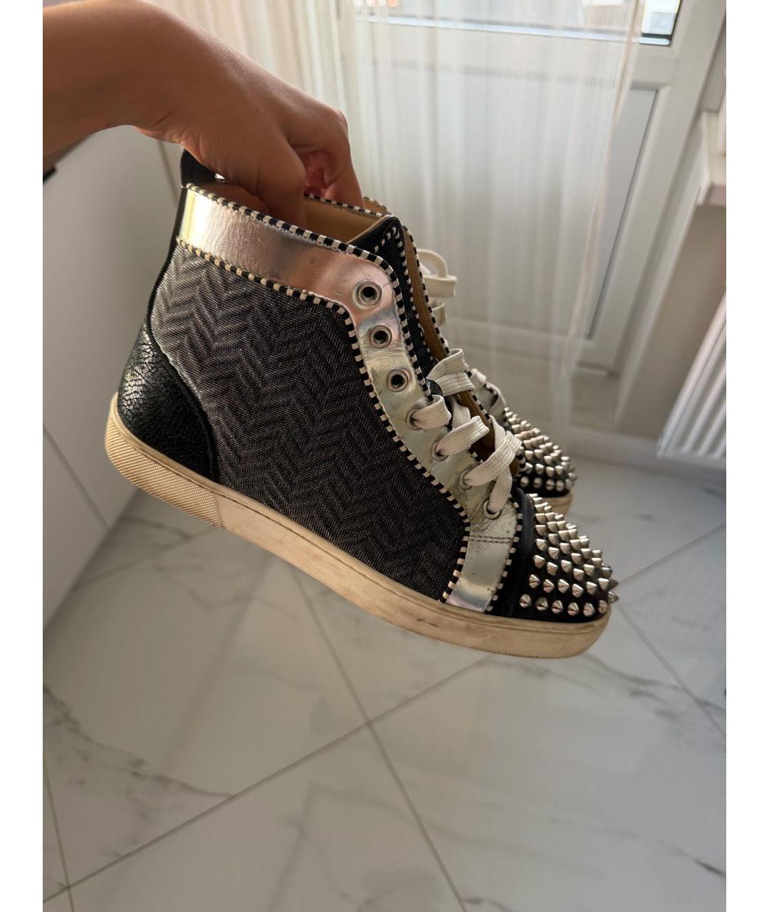 CHRISTIAN LOUBOUTIN Антрацитовые высокие кроссовки / кеды, фото 6