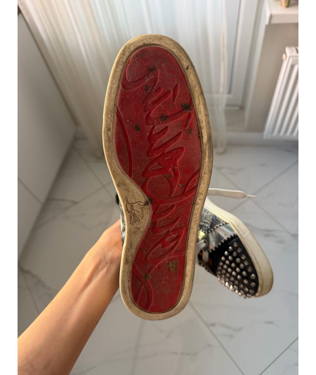 CHRISTIAN LOUBOUTIN Антрацитовые высокие кроссовки / кеды, фото 4
