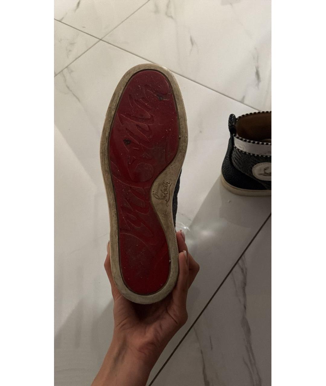 CHRISTIAN LOUBOUTIN Антрацитовые высокие кроссовки / кеды, фото 5