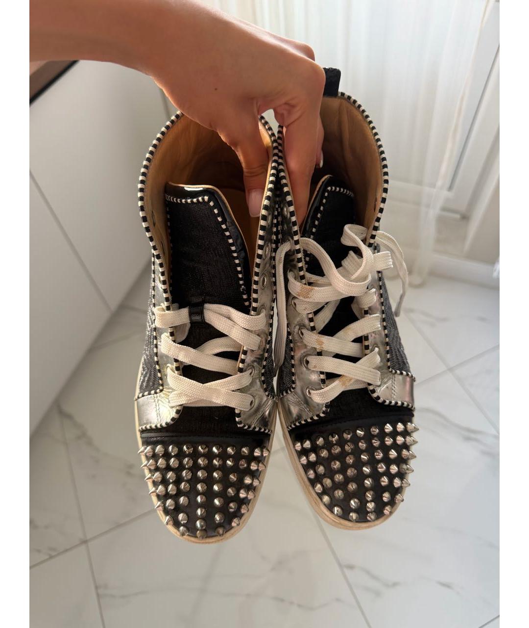 CHRISTIAN LOUBOUTIN Антрацитовые высокие кроссовки / кеды, фото 2