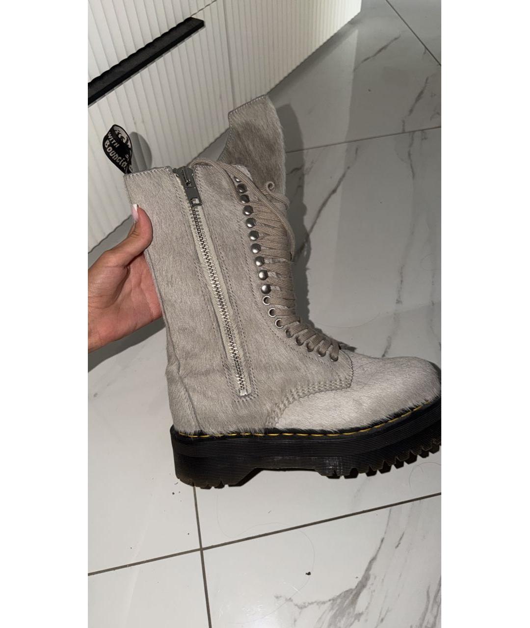 RICK OWENS Серебряные высокие ботинки, фото 4