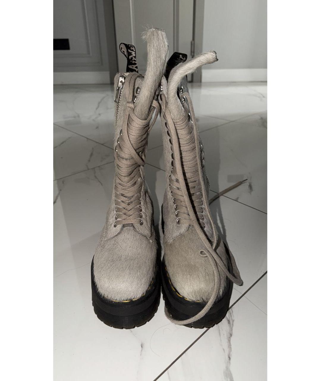 RICK OWENS Серебряные высокие ботинки, фото 2