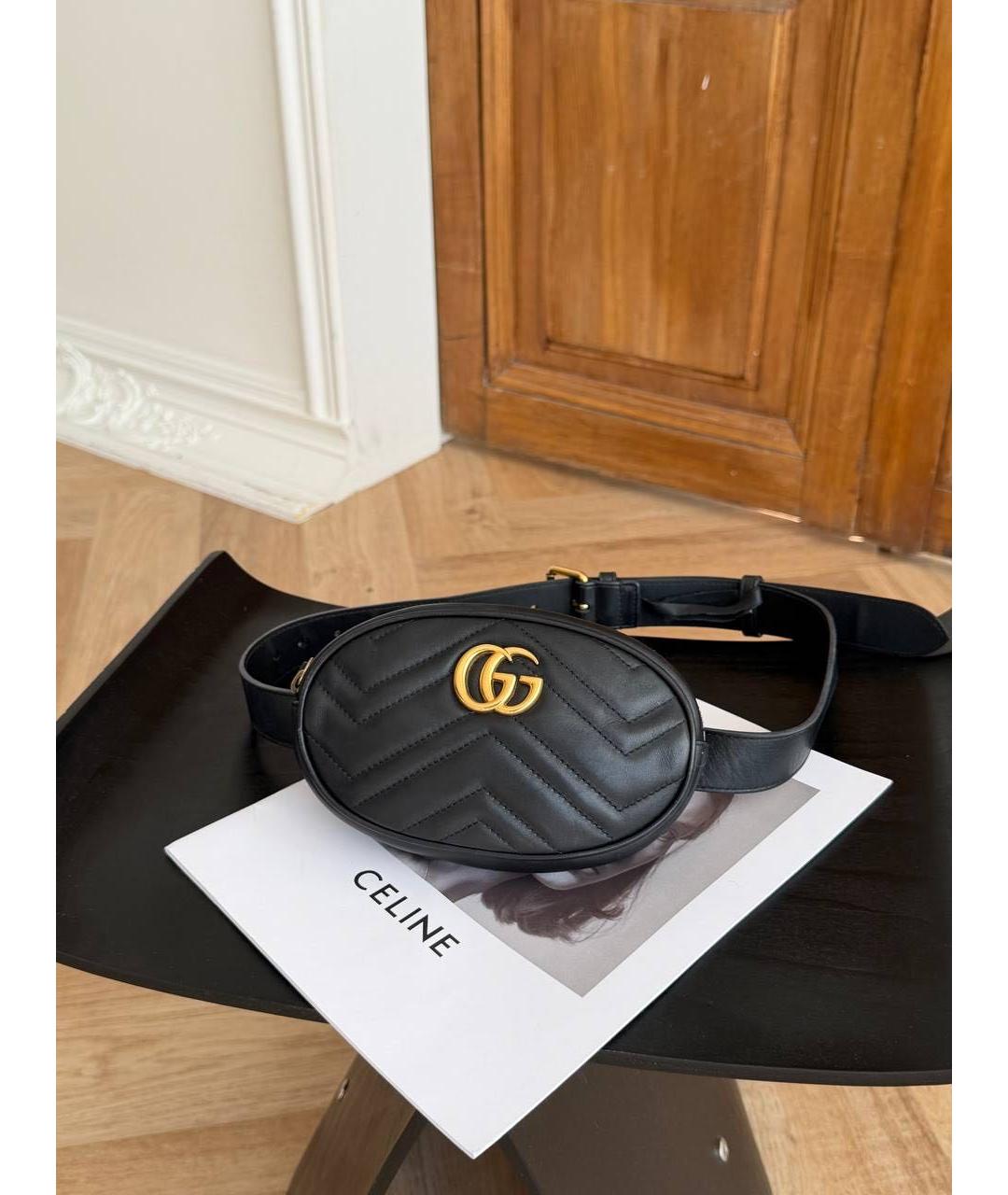 GUCCI Черная кожаная поясная сумка, фото 2