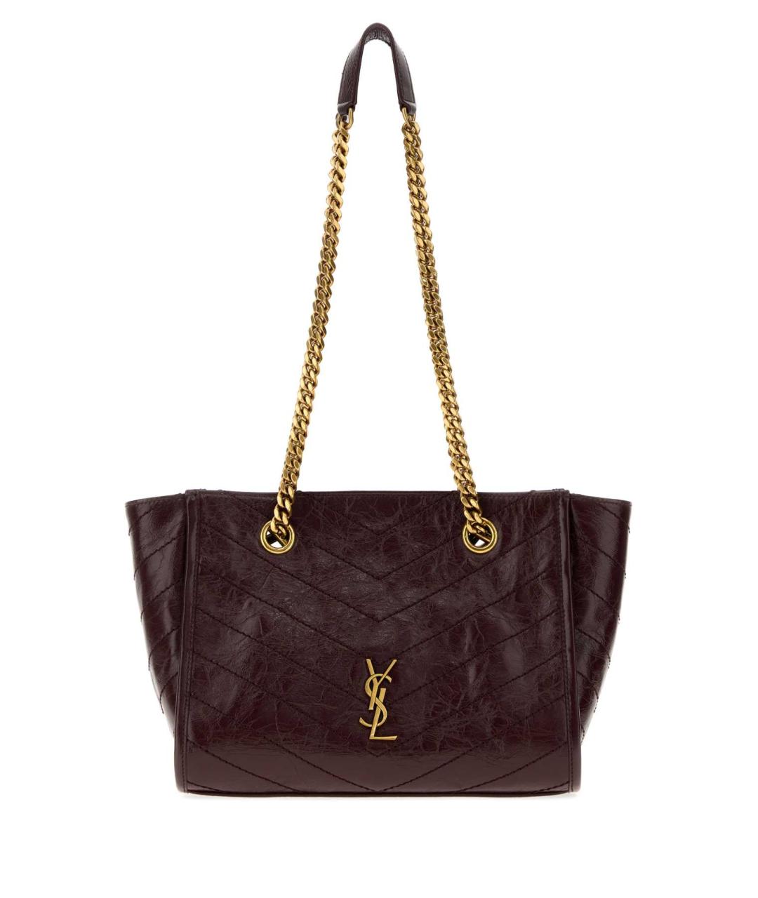 SAINT LAURENT Бордовая кожаная сумка тоут, фото 1