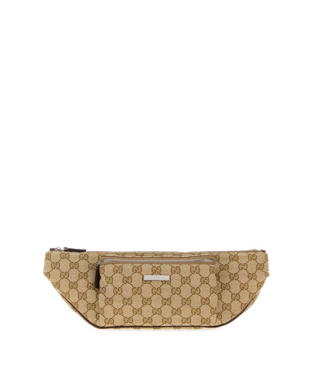 GUCCI Бежевая поясная сумка из канвы, фото 1