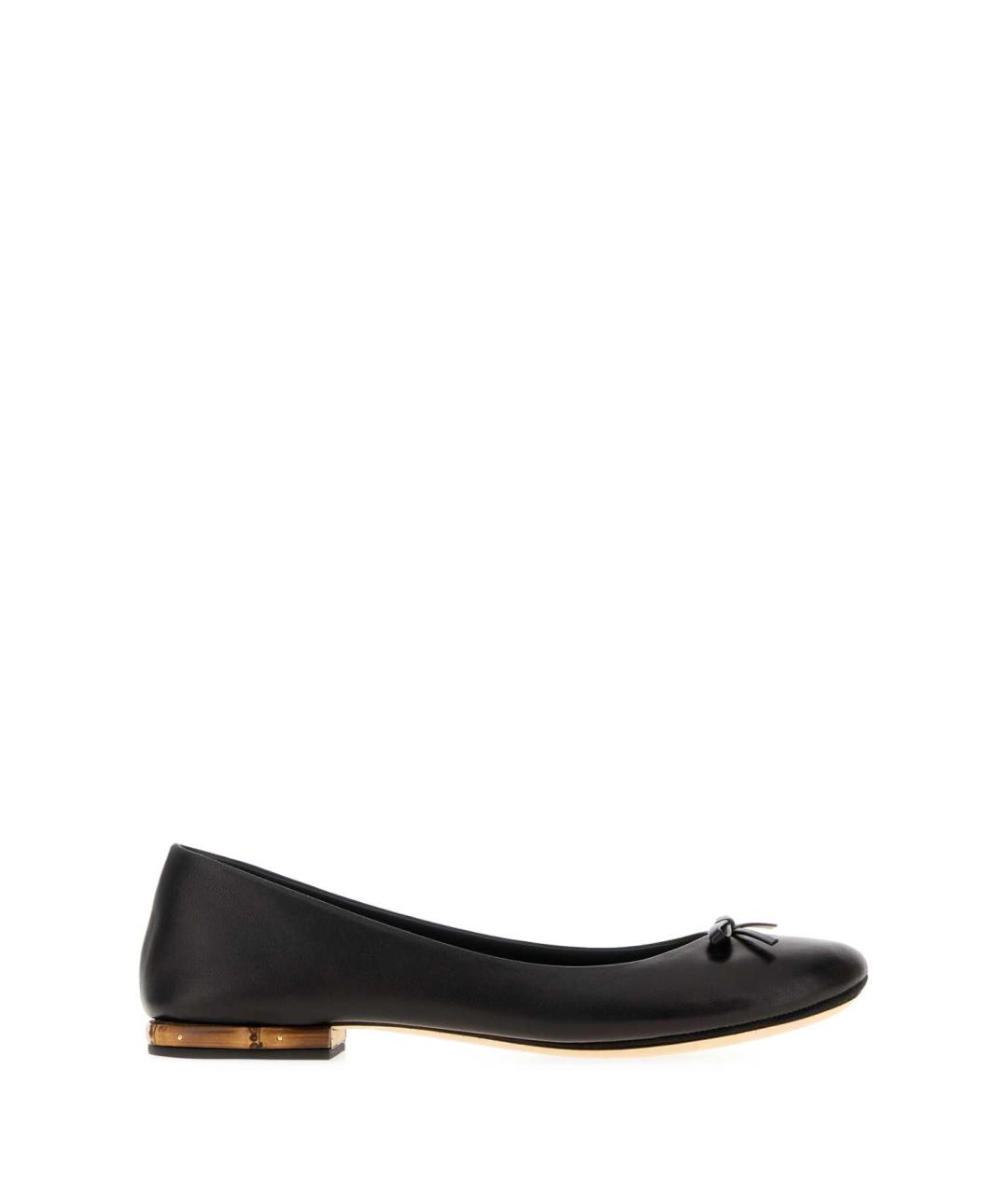 GUCCI Черные кожаные балетки, фото 1