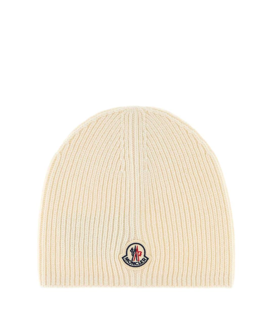 MONCLER Белая шерстяная шапка, фото 1