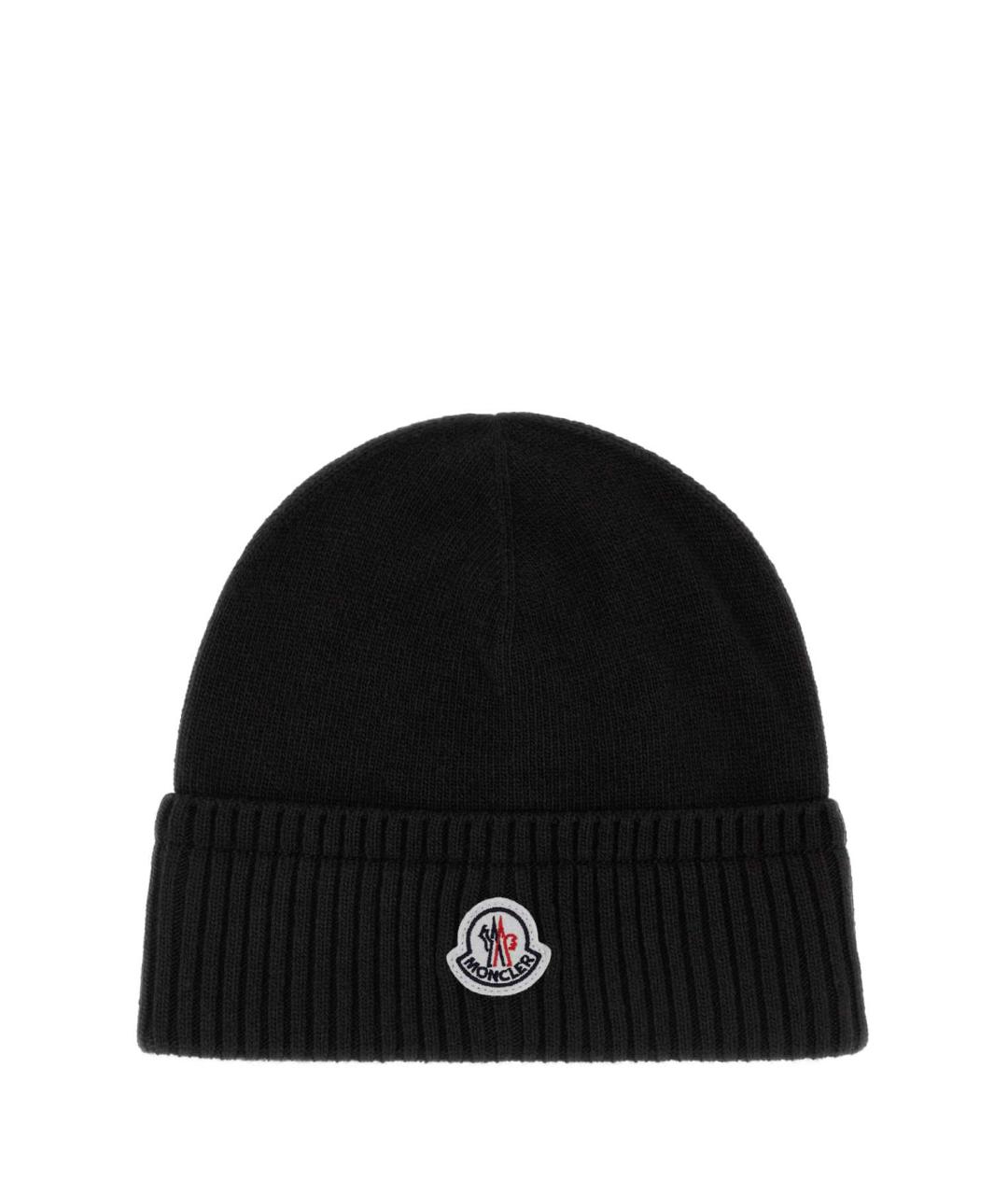 MONCLER Черная кашемировая шапка, фото 1