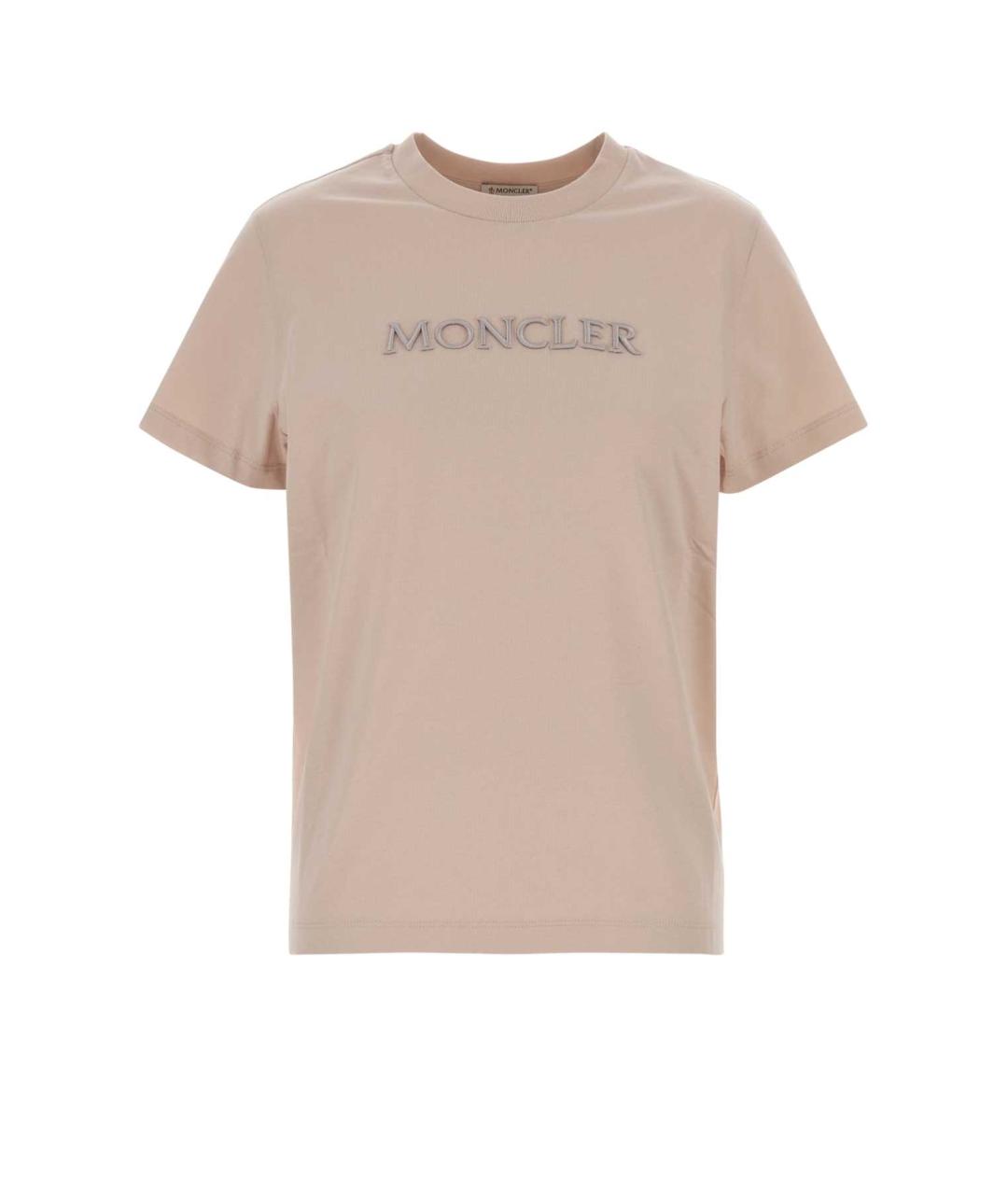 MONCLER Розовая хлопковая футболка, фото 1
