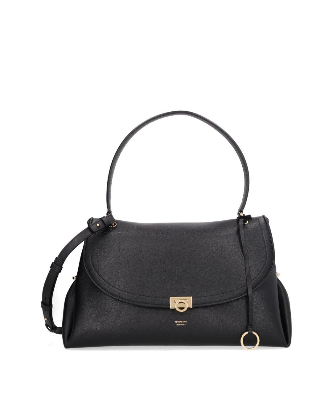 FERRAGAMO Черная кожаная сумка тоут, фото 1