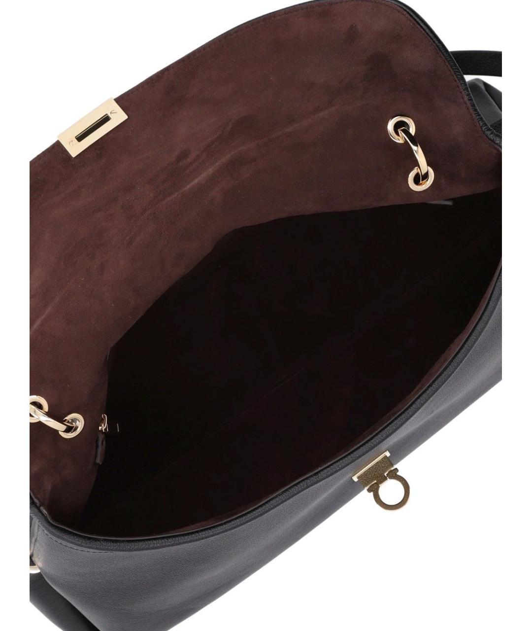 FERRAGAMO Черная кожаная сумка тоут, фото 4