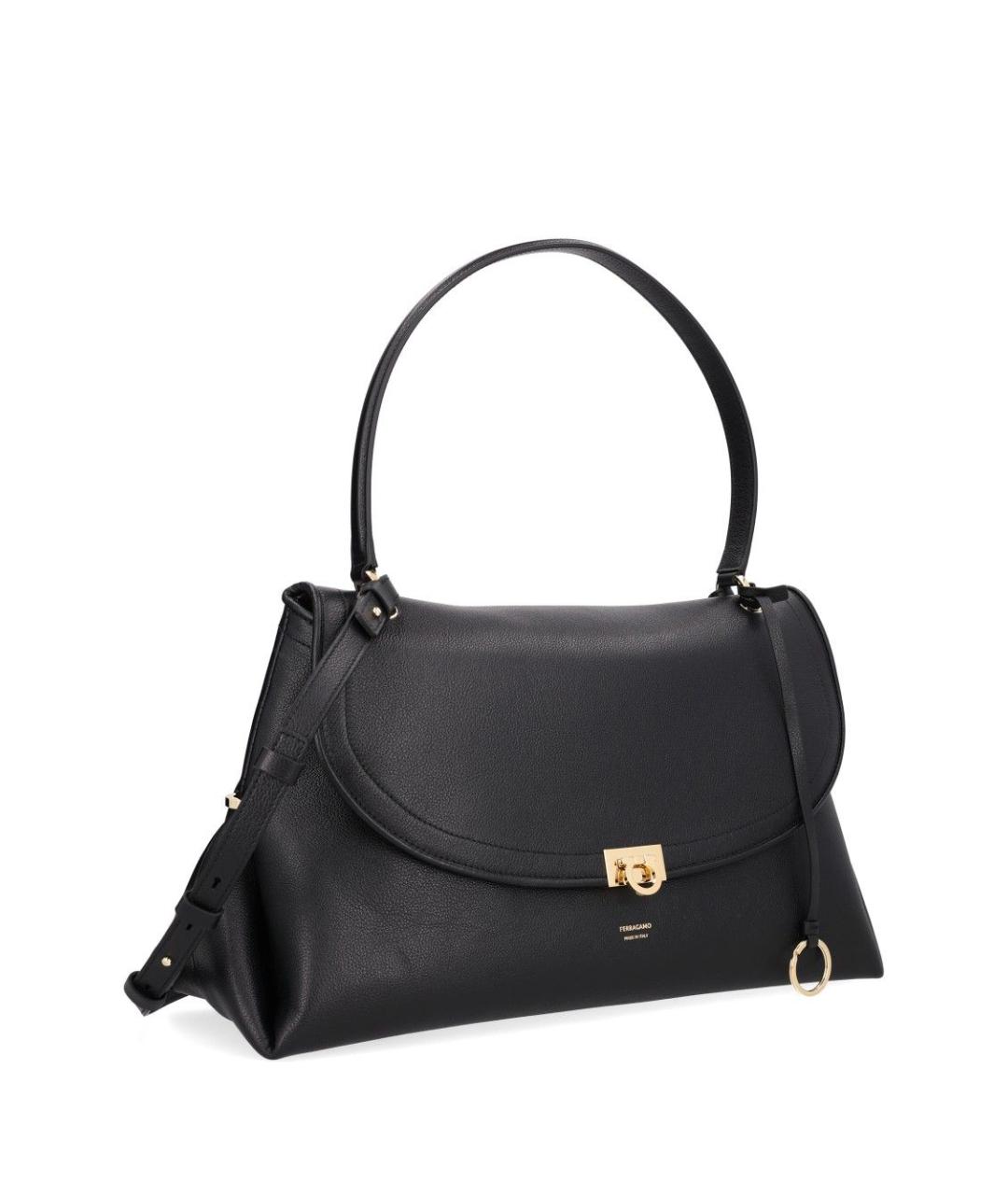 FERRAGAMO Черная кожаная сумка тоут, фото 2