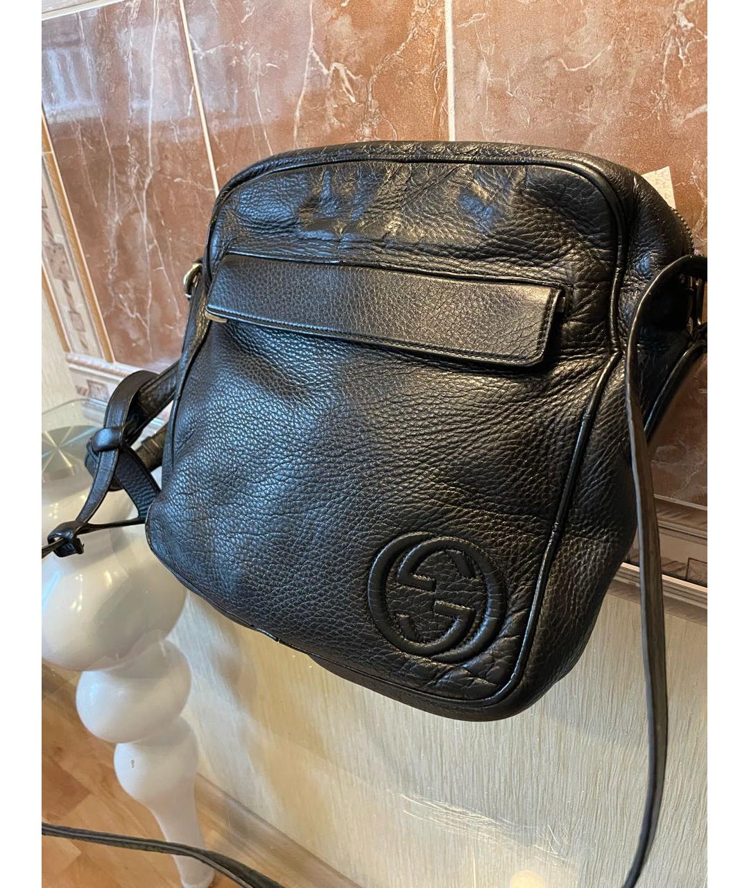 GUCCI Черная кожаная сумка на плечо, фото 3