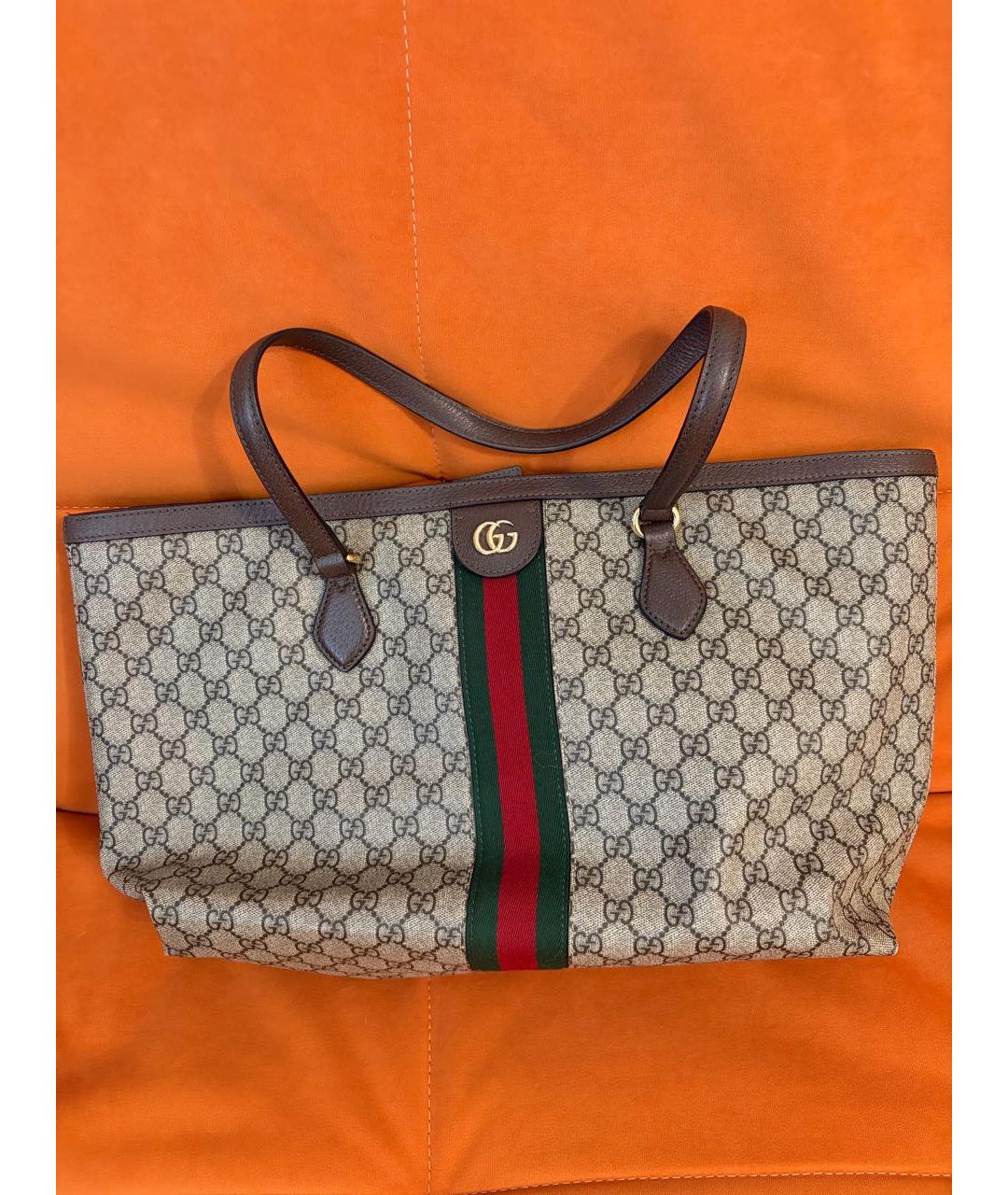 GUCCI Бежевая сумка тоут из канвы, фото 7