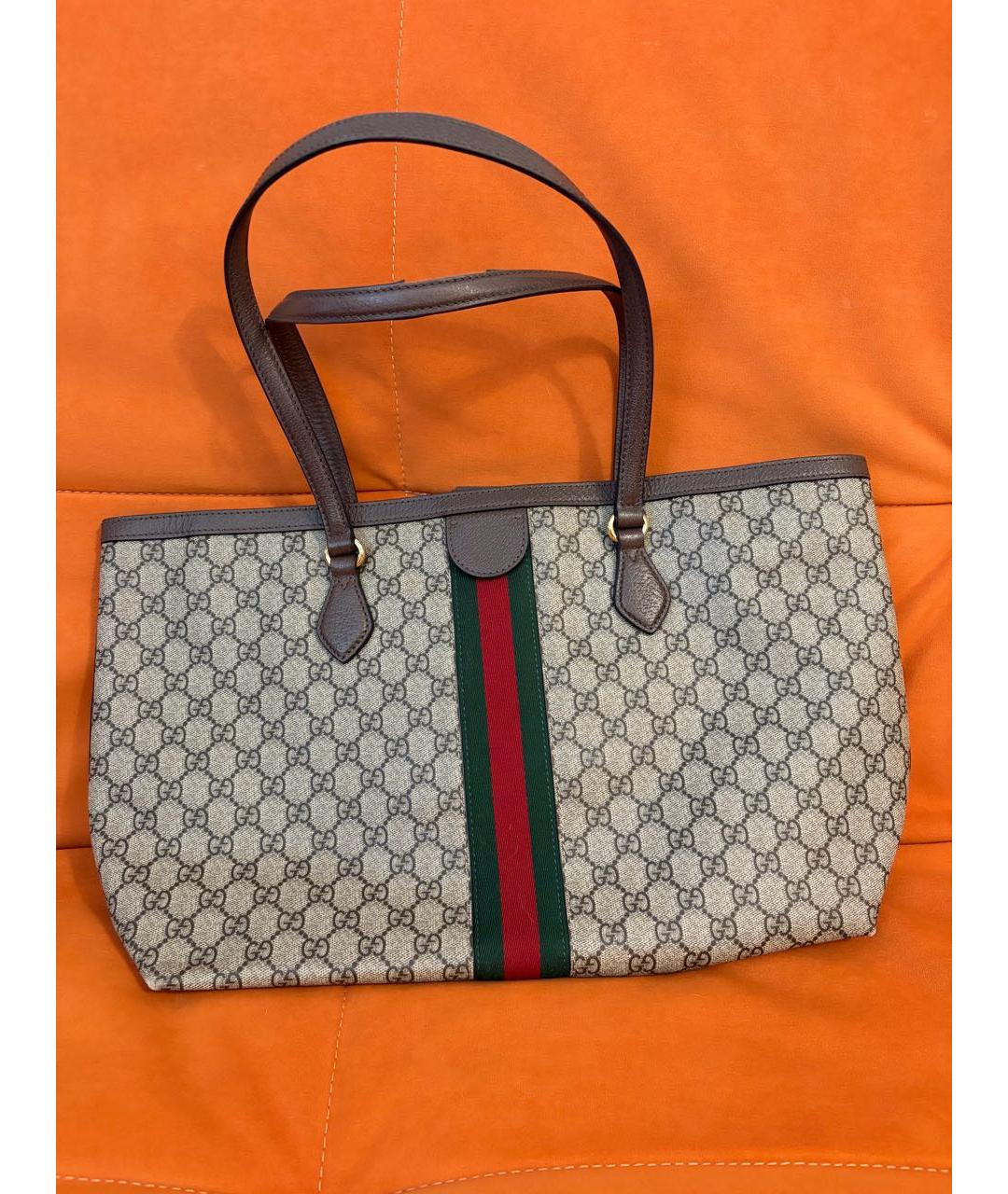 GUCCI Бежевая сумка тоут из канвы, фото 3