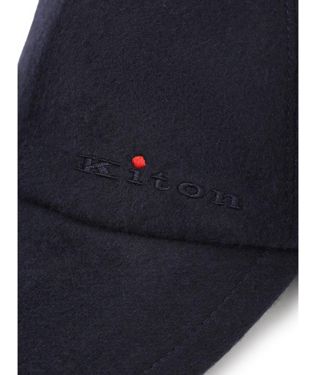 KITON Темно-синяя шерстяная кепка/бейсболка, фото 3