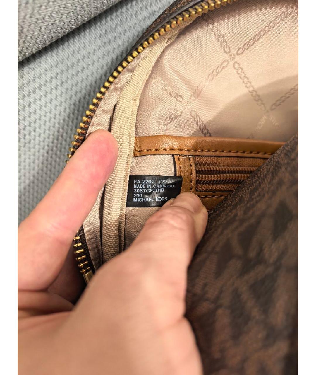 MICHAEL KORS Коричневый рюкзак из канвы, фото 5