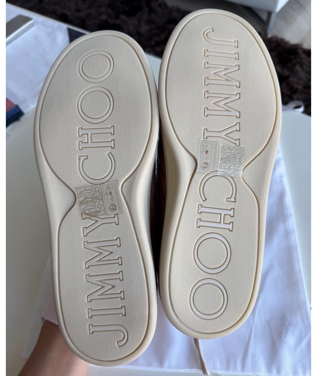 JIMMY CHOO Бежевые кожаные кеды, фото 7