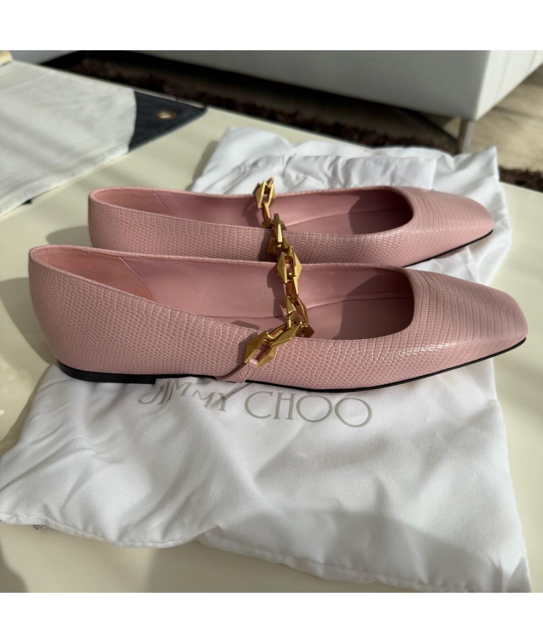 JIMMY CHOO Розовые кожаные балетки, фото 6