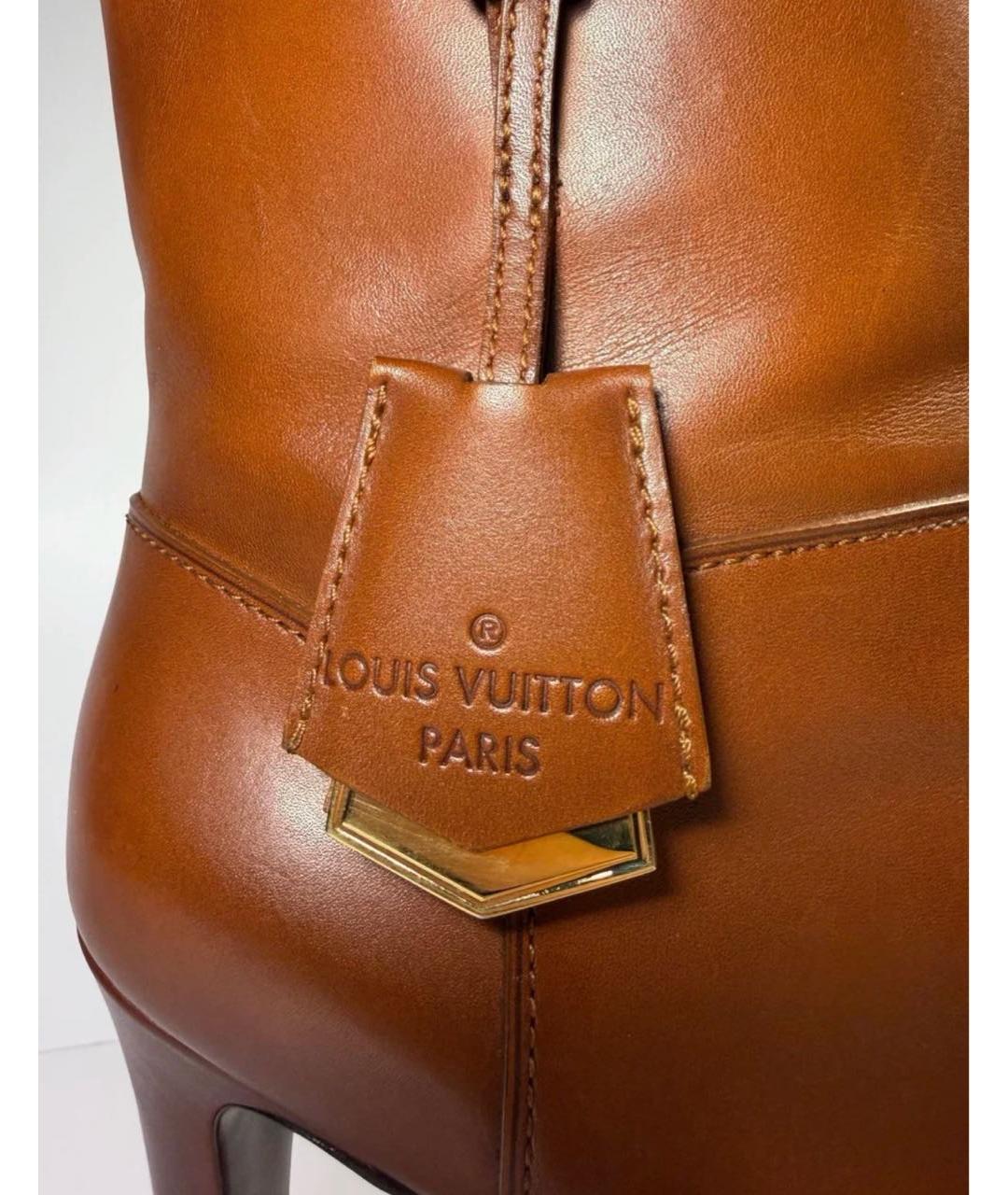 LOUIS VUITTON Коричневые кожаные ботильоны, фото 5