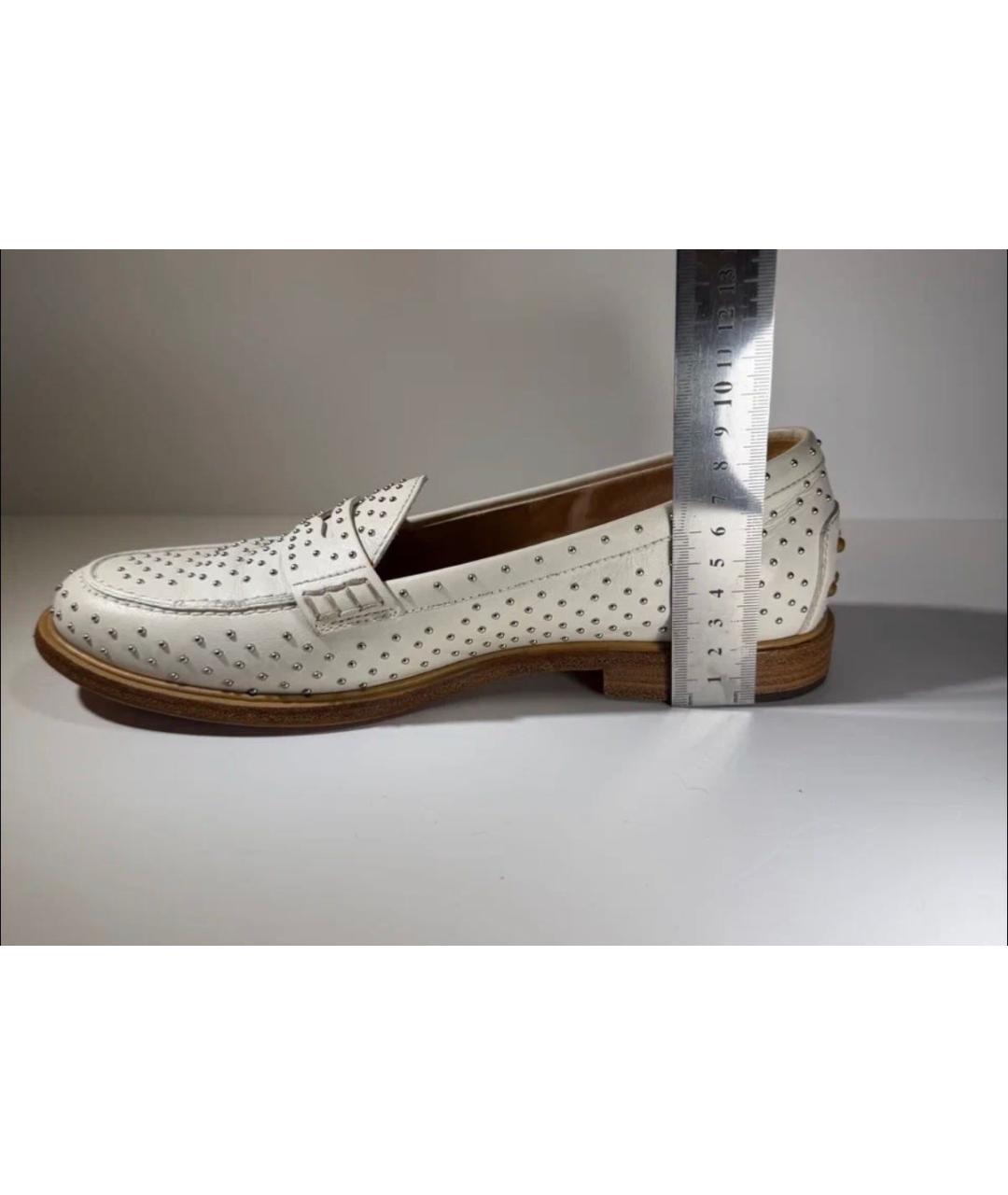 TOD'S Белые кожаные лоферы, фото 5