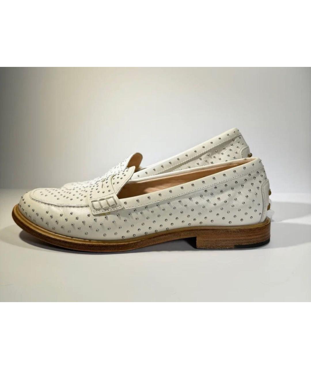 TOD'S Белые кожаные лоферы, фото 6