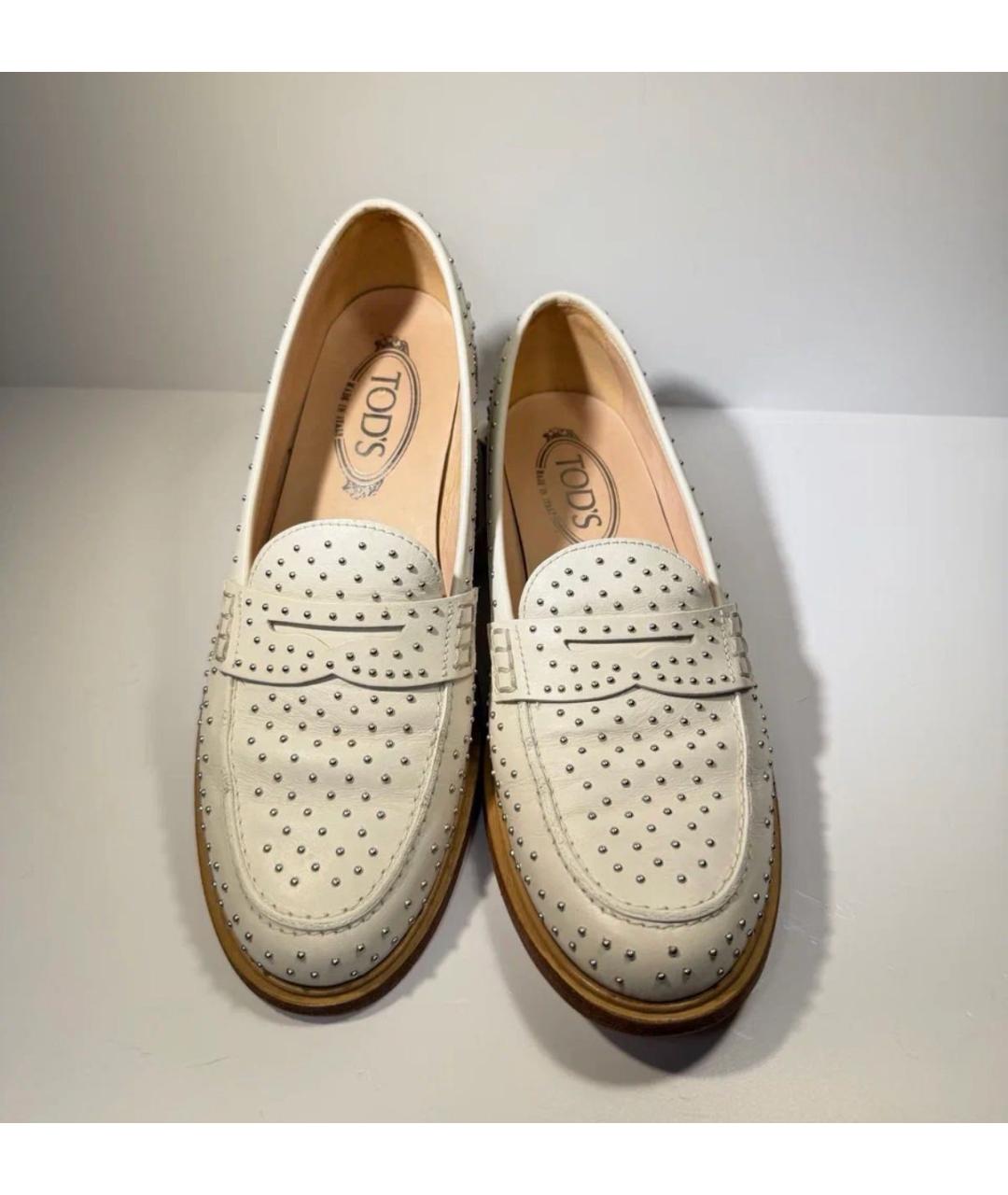 TOD'S Белые кожаные лоферы, фото 2