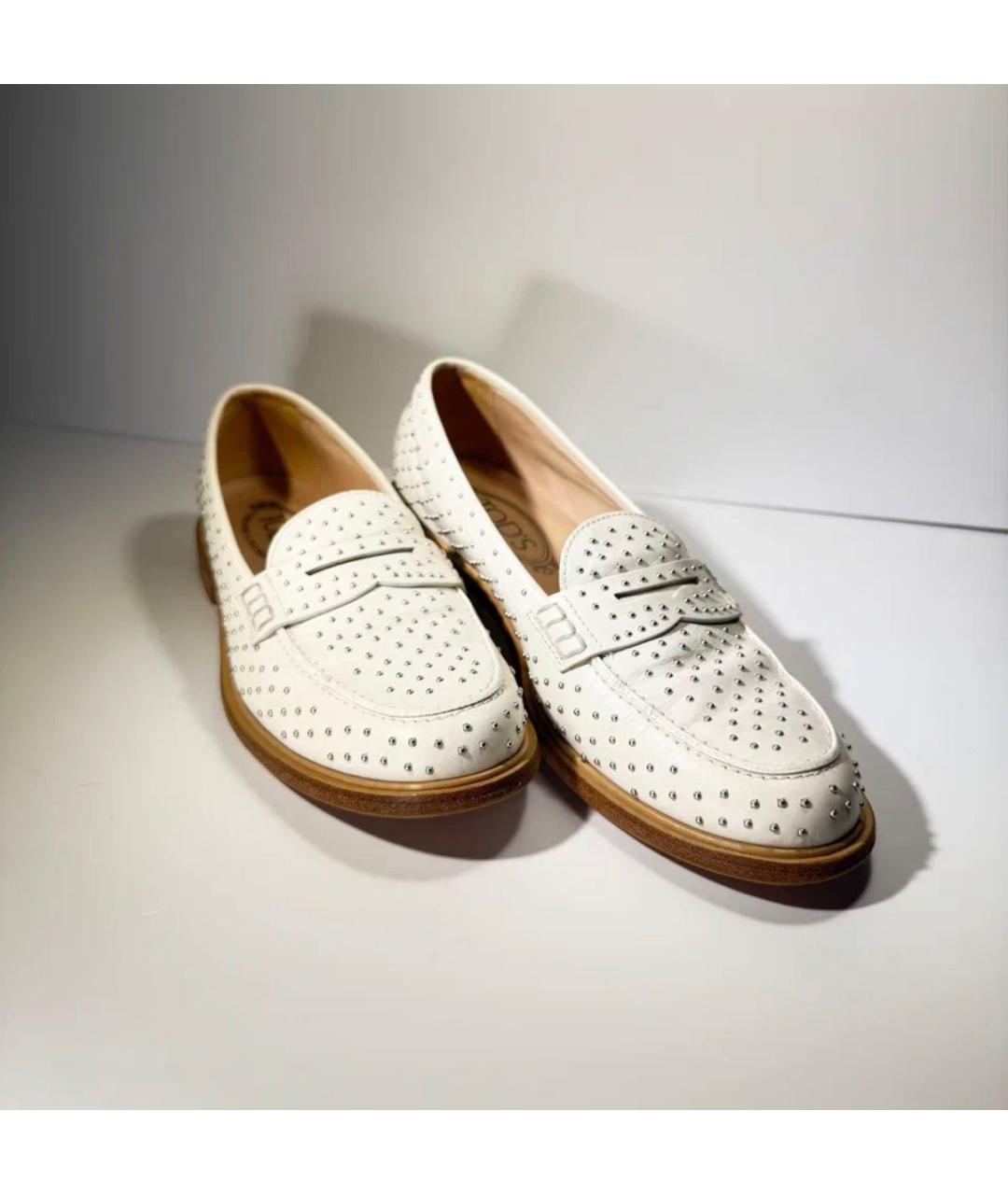 TOD'S Белые кожаные лоферы, фото 4