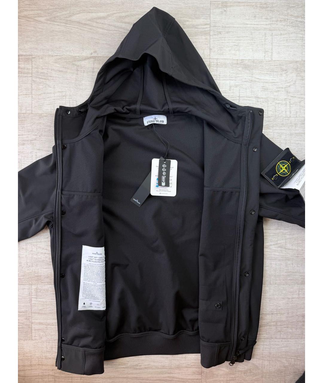 STONE ISLAND Черная хлопковая куртка, фото 6