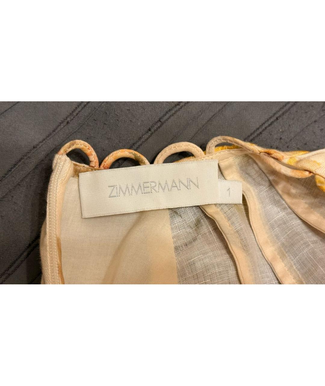 ZIMMERMANN Оранжевое льняное повседневное платье, фото 4