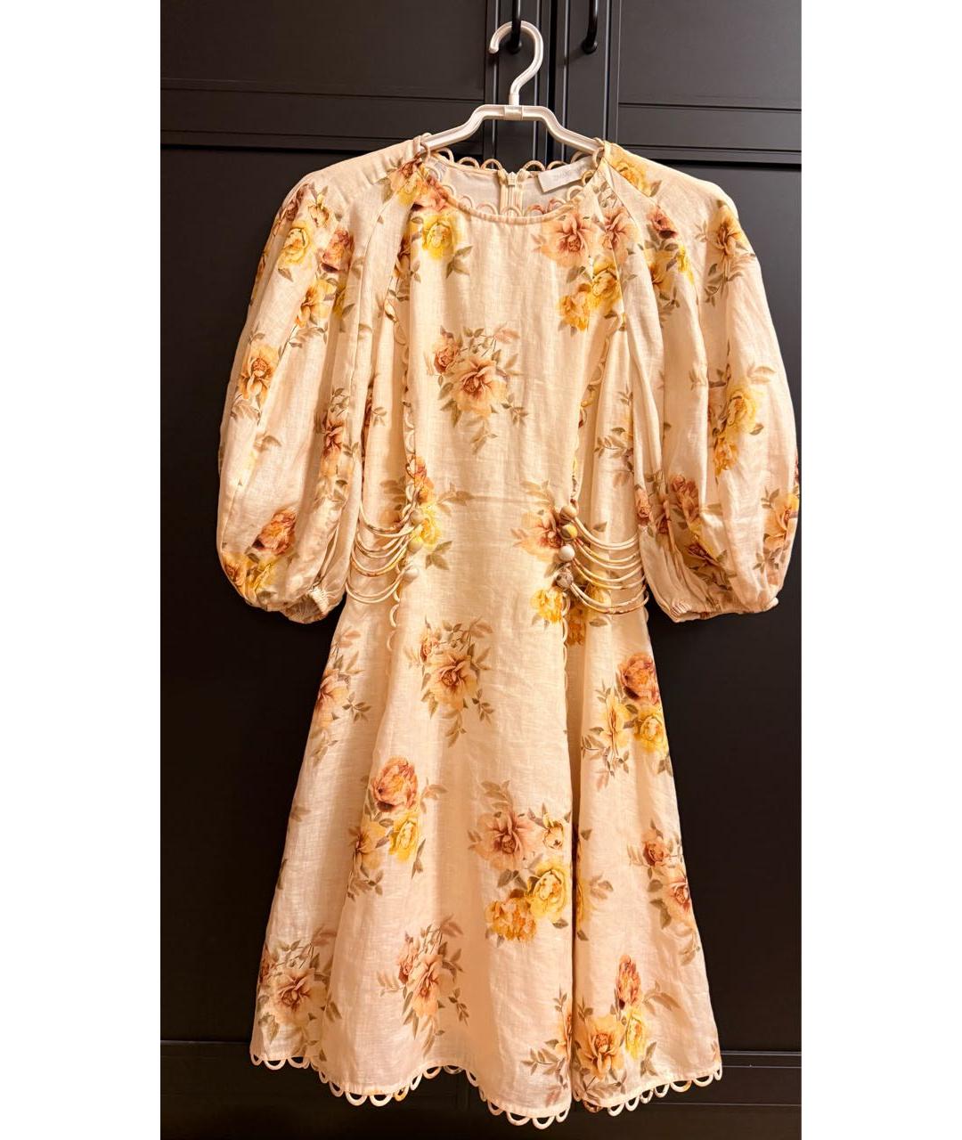 ZIMMERMANN Оранжевое льняное повседневное платье, фото 9
