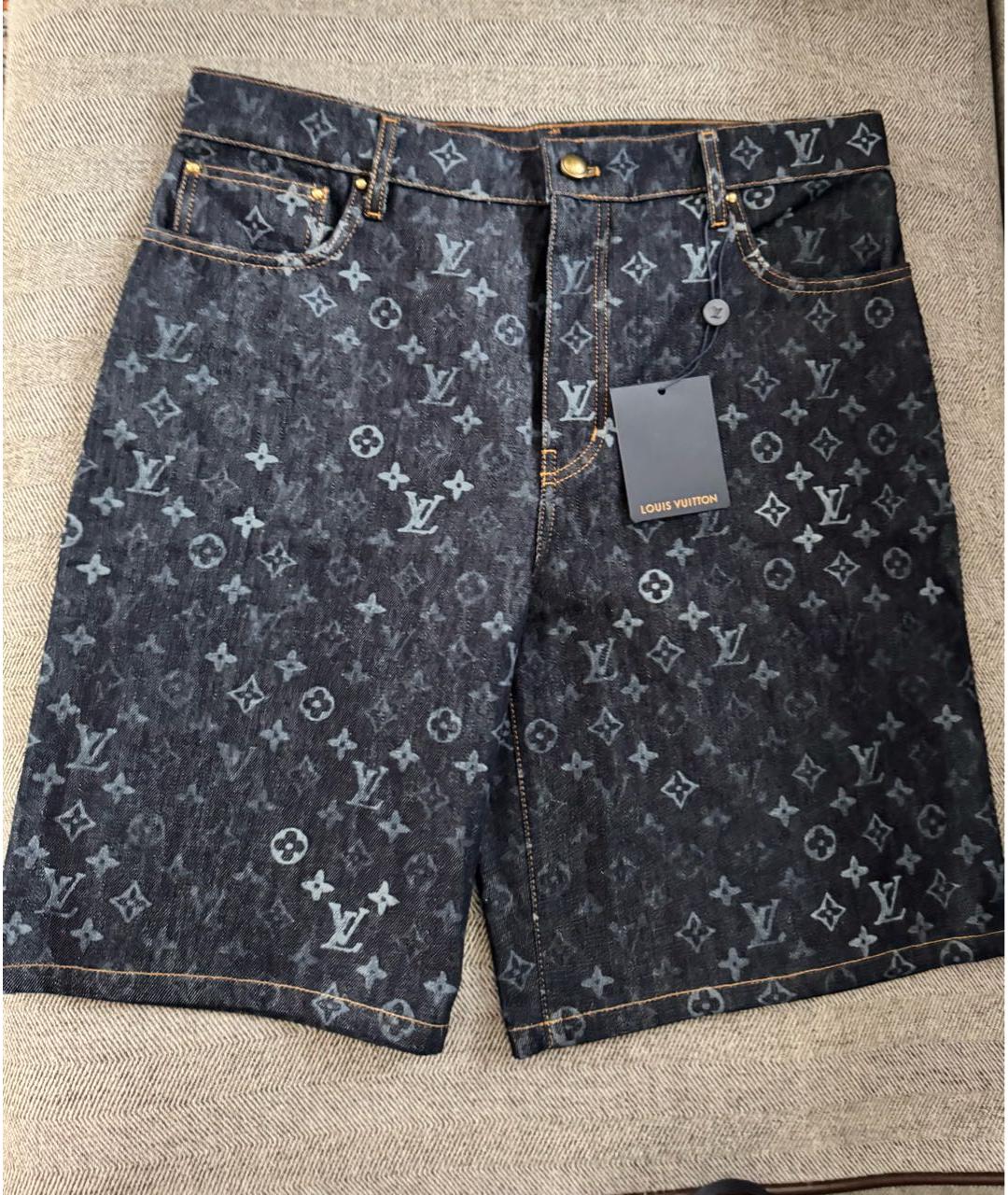 LOUIS VUITTON Темно-синие деним шорты, фото 3