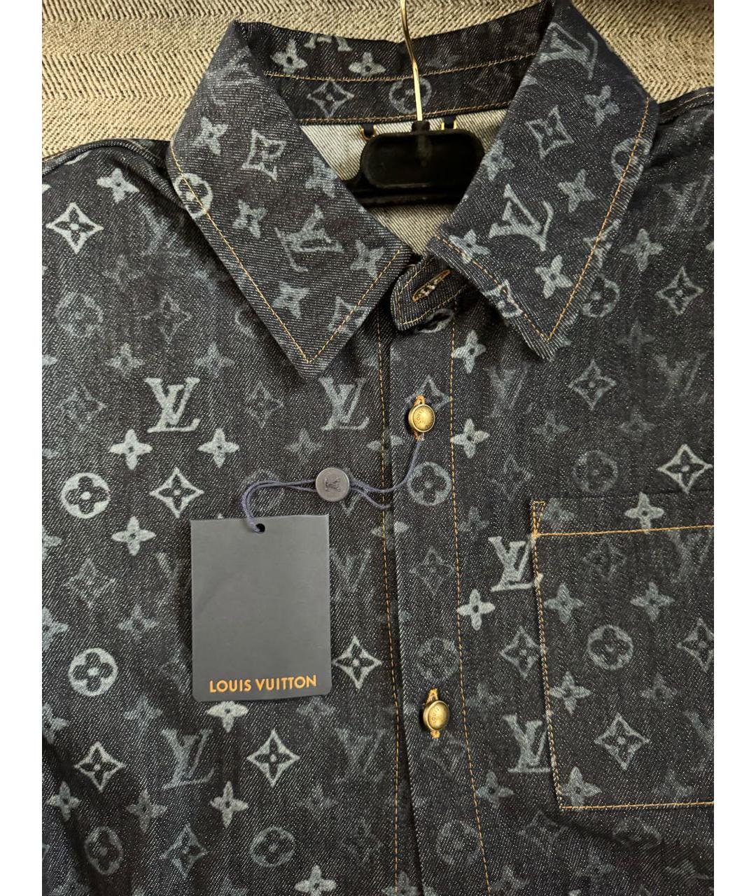 LOUIS VUITTON Темно-синяя хлопковая кэжуал рубашка, фото 5