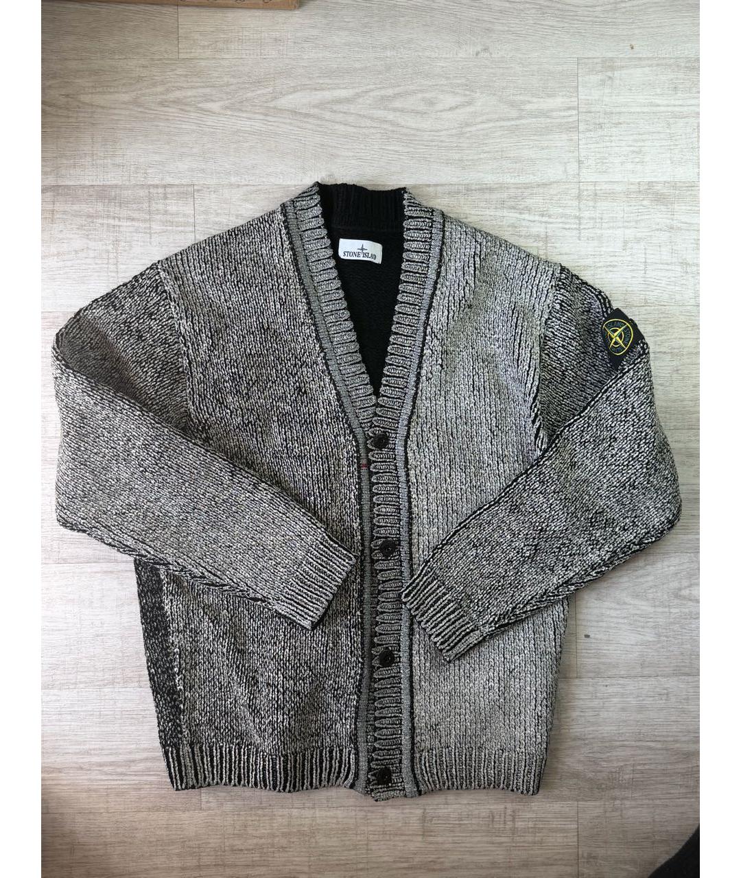 STONE ISLAND Антрацитовый хлопковый кардиган, фото 2