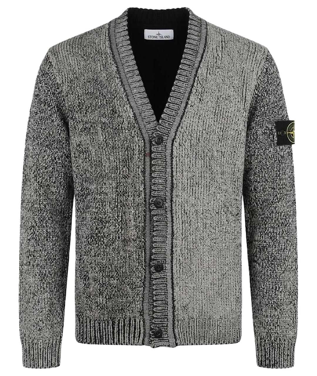 STONE ISLAND Антрацитовый хлопковый кардиган, фото 1