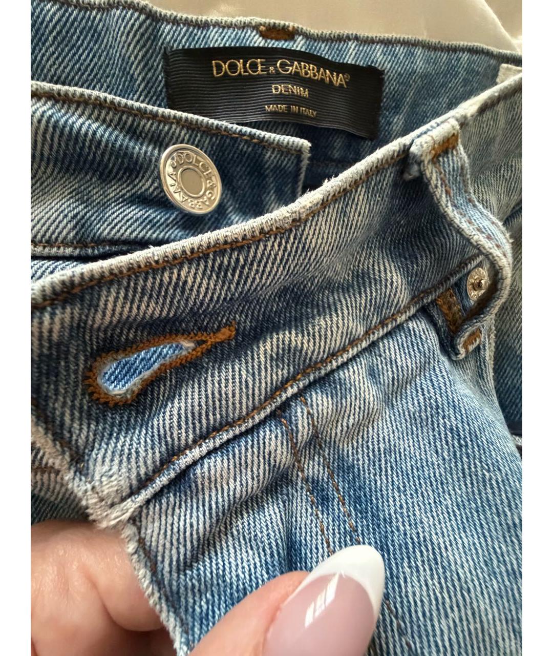 DOLCE&GABBANA Голубые хлопковые прямые джинсы, фото 3