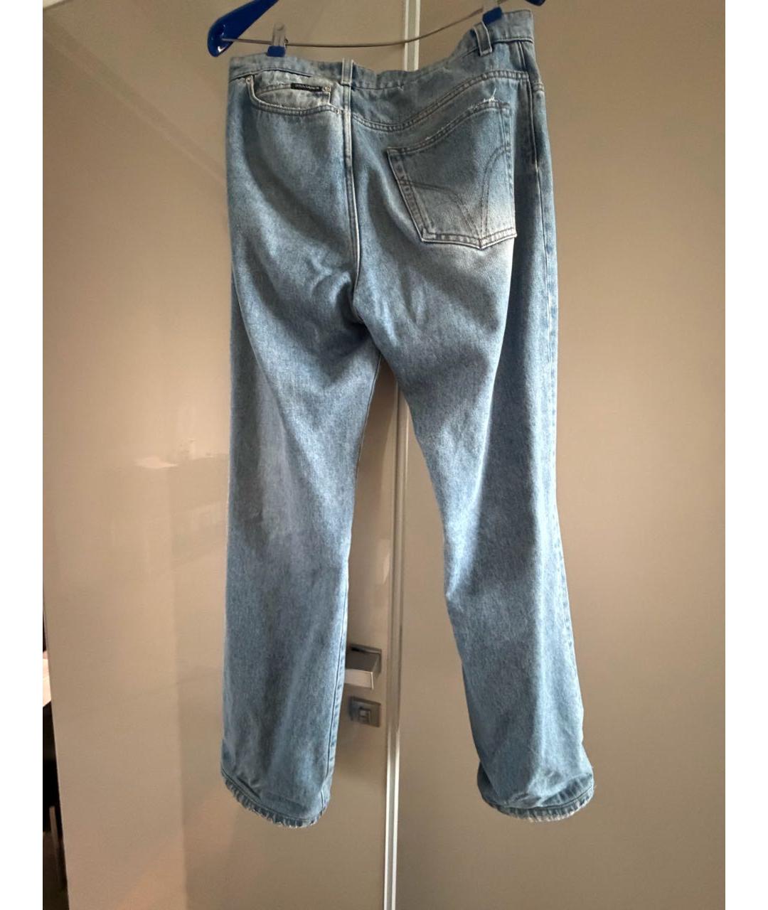 DOLCE&GABBANA Голубые хлопковые прямые джинсы, фото 2