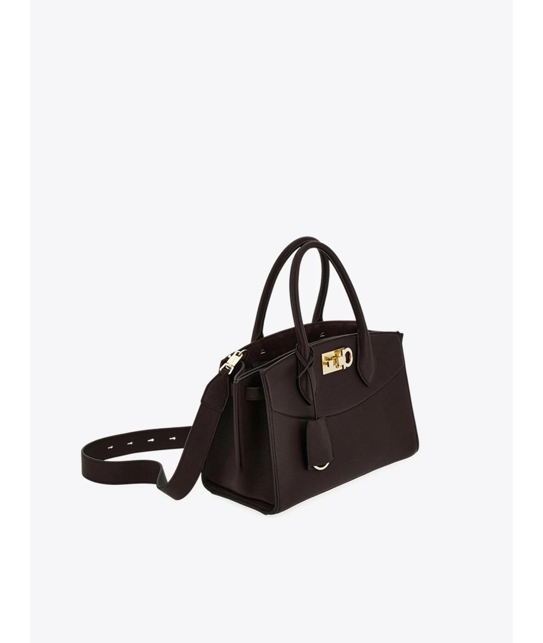FERRAGAMO Коричневая кожаная сумка с короткими ручками, фото 2