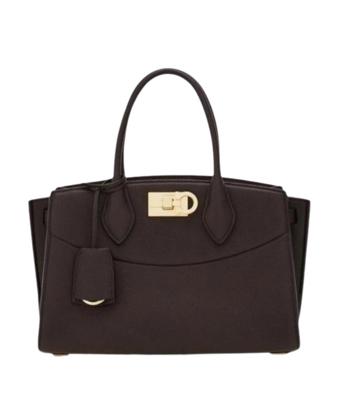 FERRAGAMO Коричневая кожаная сумка с короткими ручками, фото 1